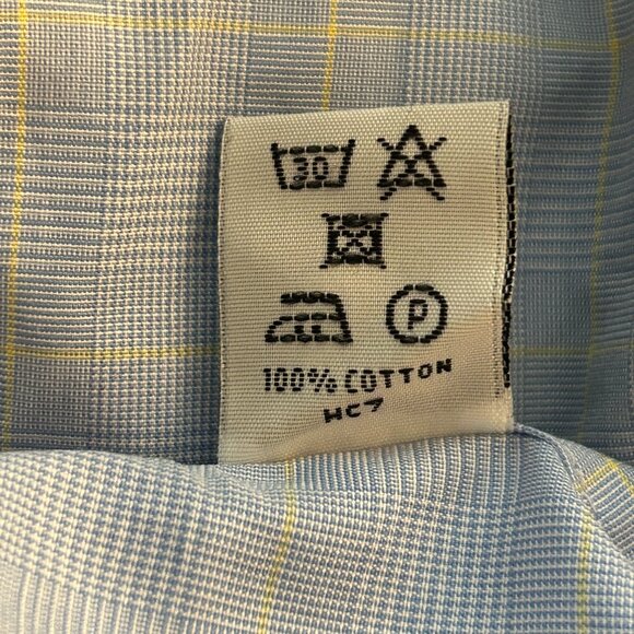Hawes & Curtis Dress Shirt Mens 17 St. James Slim Fit‎ Blue Plaid Luxury Cotton - Picture 14 of 14